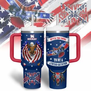 Lynyrd Skynyrd Music Custom Stanley Quencher 40oz Stainless Steel Tumbler With Handle - Threewoofs
