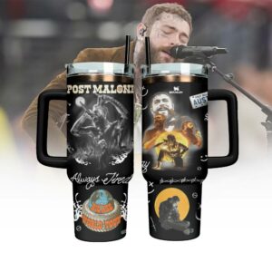 Post Malone Music Custom Stanley Quencher 40oz Stainless Steel Tumbler With Handle - Threewoofs