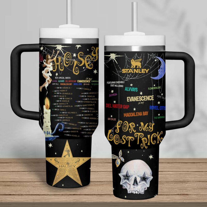 Halsey Music Custom Stanley Quencher 40oz Stainless Steel Tumbler With Handle - Threewoofs - Image 2