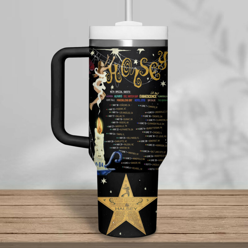 Halsey Music Custom Stanley Quencher 40oz Stainless Steel Tumbler With Handle - Threewoofs - Image 3