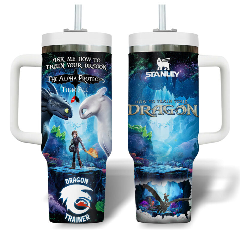 How to Train Your Dragon Movies Custom Stanley Quencher 40oz Stainless Steel Tumbler With Handle - Threewoofs - Image 2