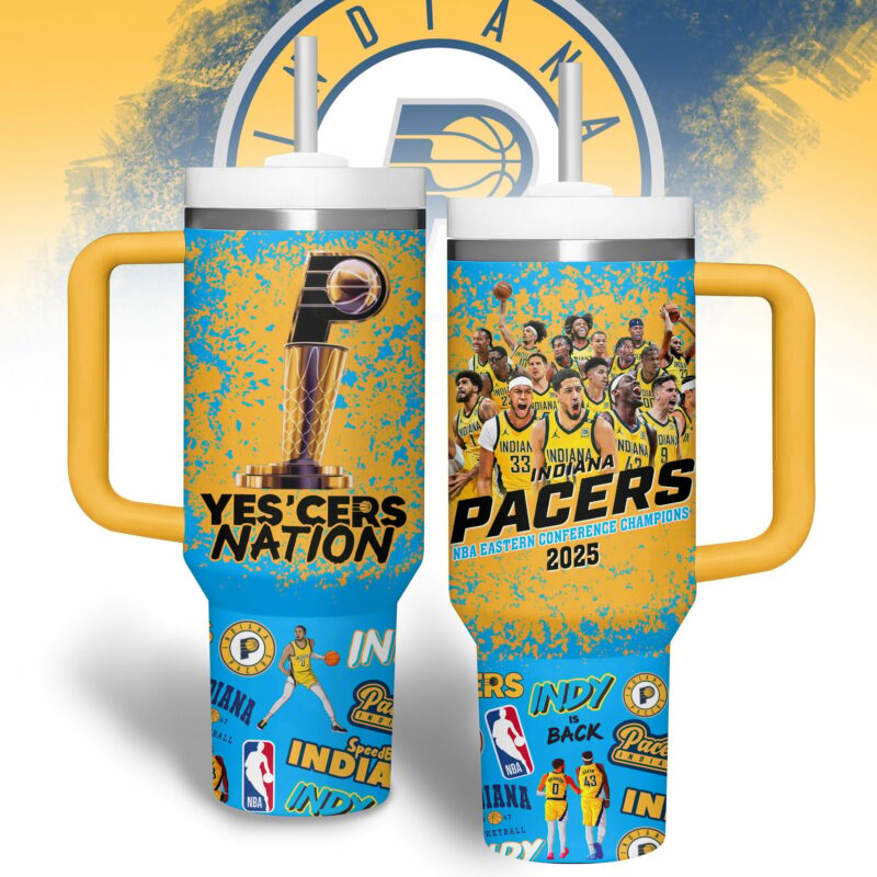 Indiana Pacers NBA Custom Stanley Quencher 40oz Stainless Steel Tumbler With Handle - Threewoofs