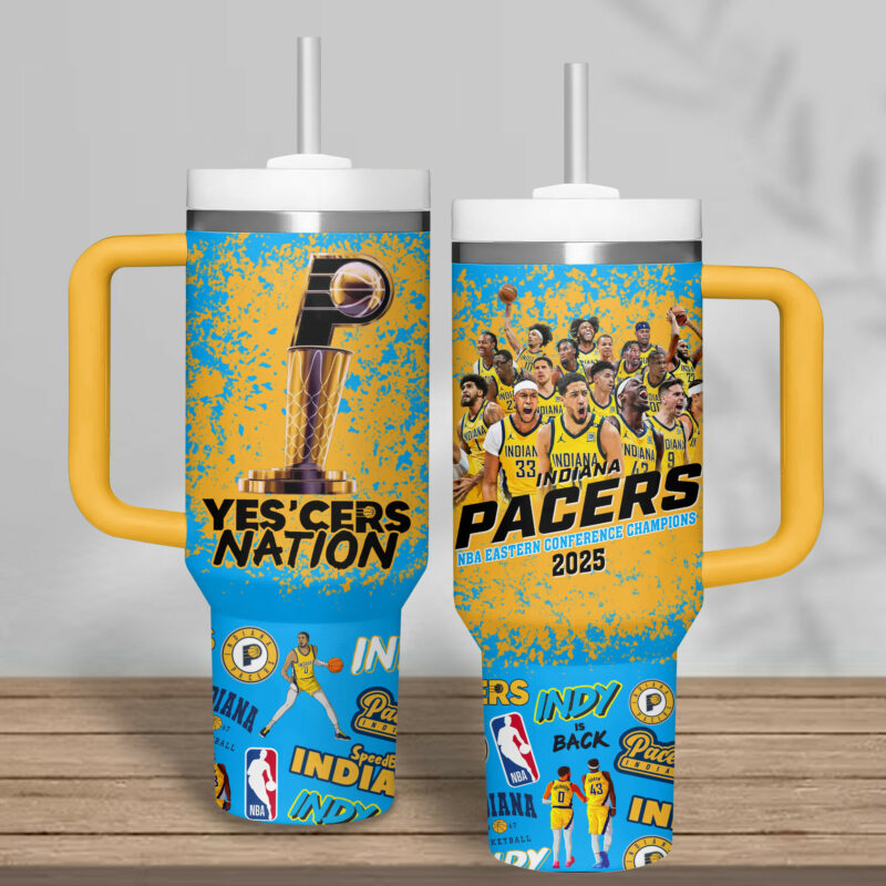 Indiana Pacers NBA Custom Stanley Quencher 40oz Stainless Steel Tumbler With Handle - Threewoofs - Image 2