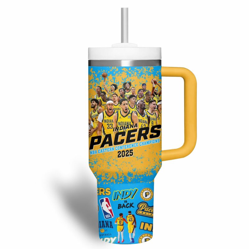 Indiana Pacers NBA Custom Stanley Quencher 40oz Stainless Steel Tumbler With Handle - Threewoofs - Image 3