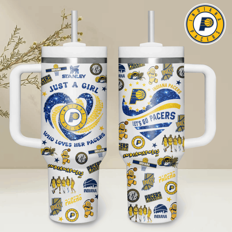 Indiana Pacers NBA Custom Stanley Quencher 40oz Stainless Steel Tumbler With Handle - Threewoofs