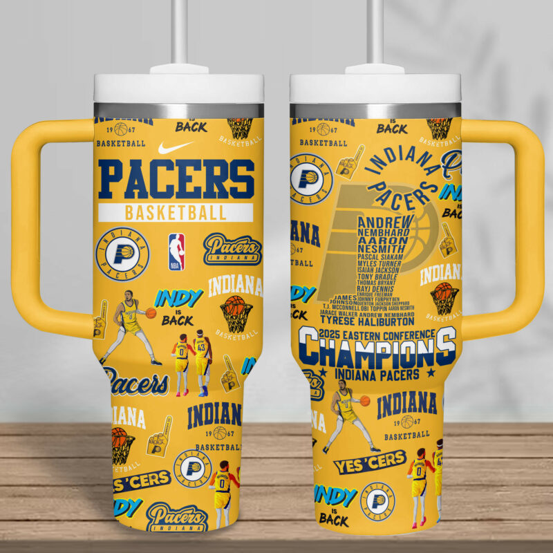 Indiana Pacers NBA Custom Stanley Quencher 40oz Stainless Steel Tumbler With Handle - Threewoofs - Image 4