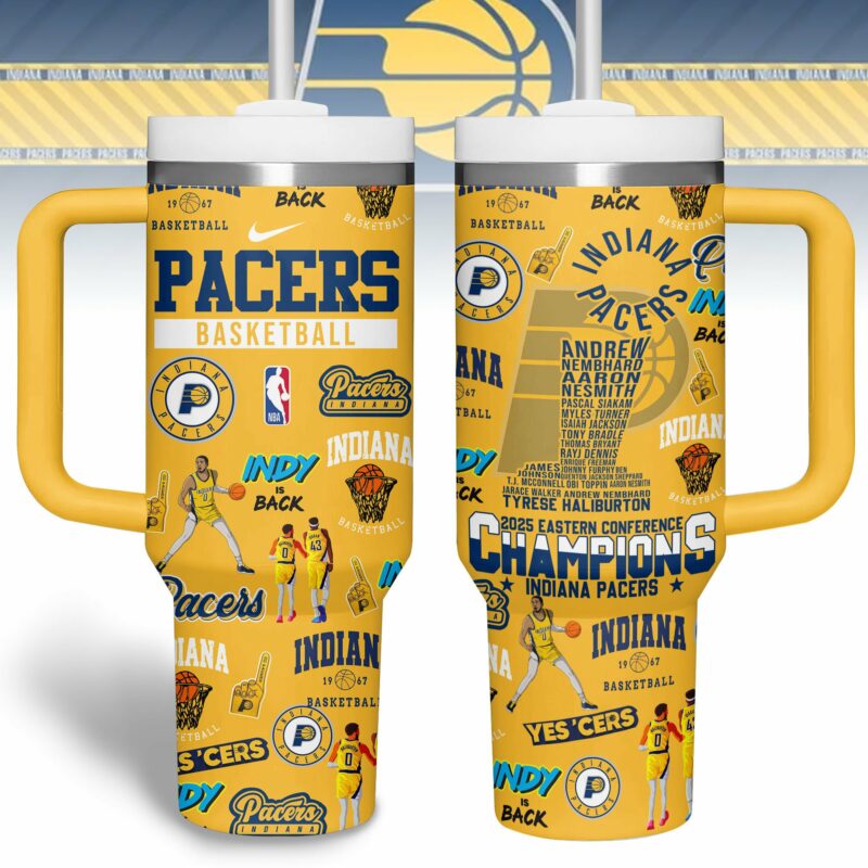 Indiana Pacers NBA Custom Stanley Quencher 40oz Stainless Steel Tumbler With Handle - Threewoofs