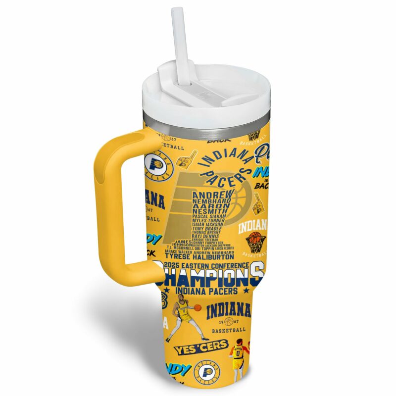 Indiana Pacers NBA Custom Stanley Quencher 40oz Stainless Steel Tumbler With Handle - Threewoofs - Image 2