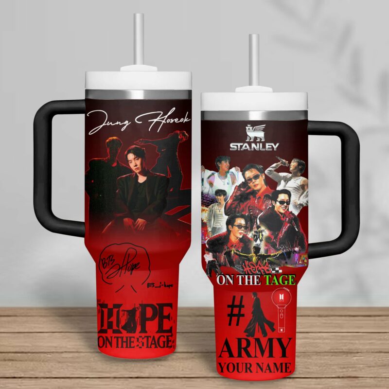 J-Hope BTS Music Custom Stanley Quencher 40oz Stainless Steel Tumbler With Handle - Threewoofs - Image 3