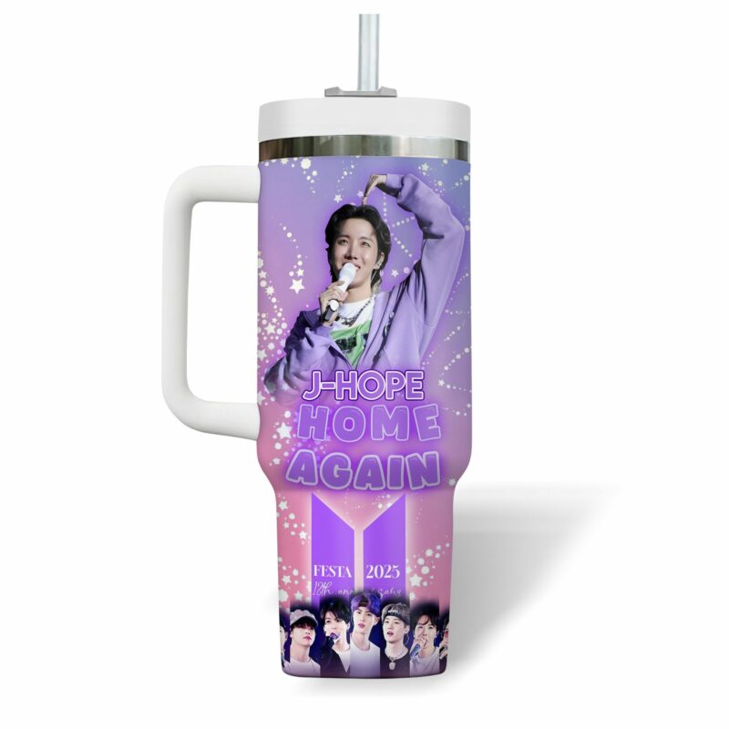 J-Hope BTS Music Custom Stanley Quencher 40oz Stainless Steel Tumbler With Handle - Threewoofs - Image 3
