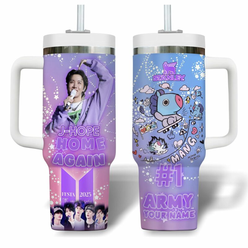J-Hope BTS Music Custom Stanley Quencher 40oz Stainless Steel Tumbler With Handle - Threewoofs - Image 2