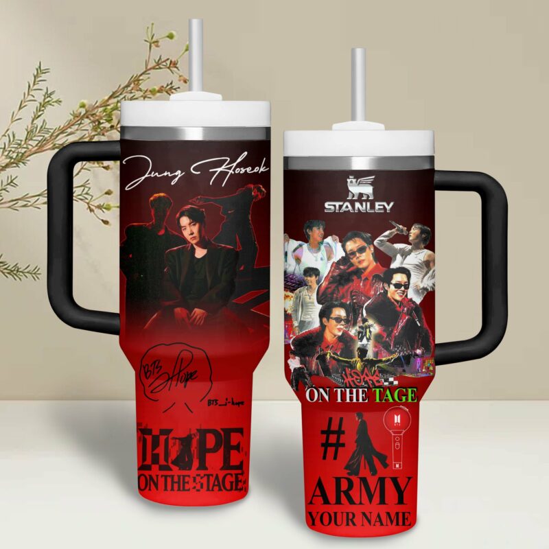 J-Hope BTS Music Custom Stanley Quencher 40oz Stainless Steel Tumbler With Handle - Threewoofs - Image 4