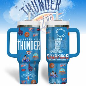 Oklahoma City Thunder NBA Custom Stanley Quencher 40oz Stainless Steel Tumbler With Handle - Threewoofs