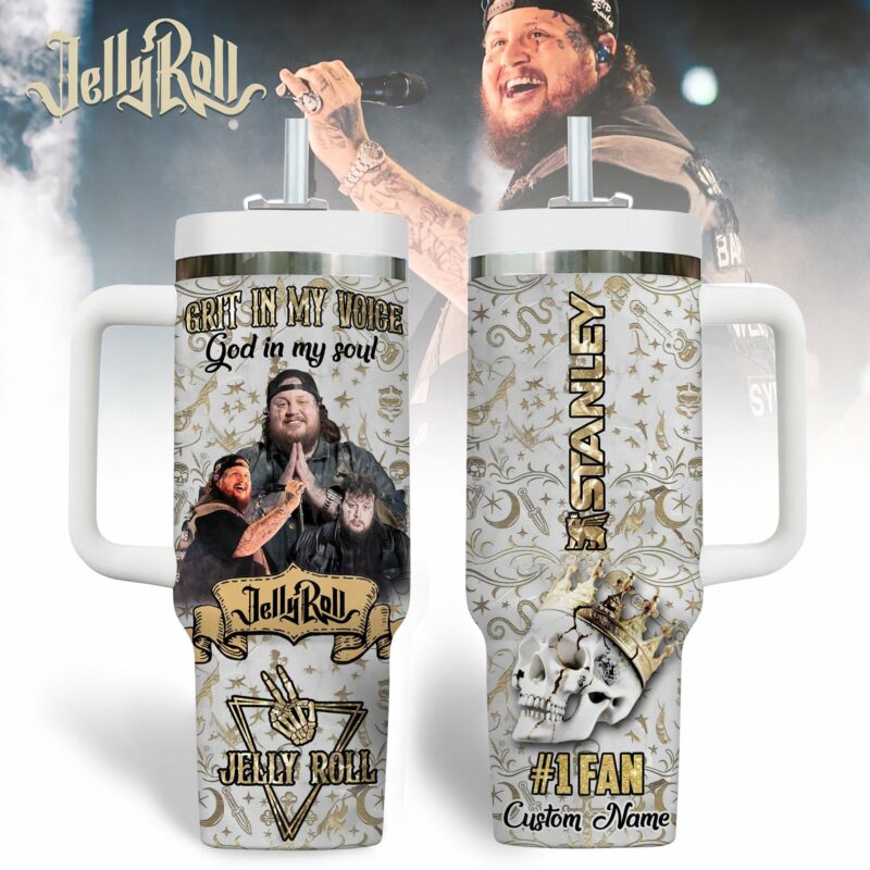 Jelly Roll Music Custom Stanley Quencher 40oz Stainless Steel Tumbler With Handle - Threewoofs