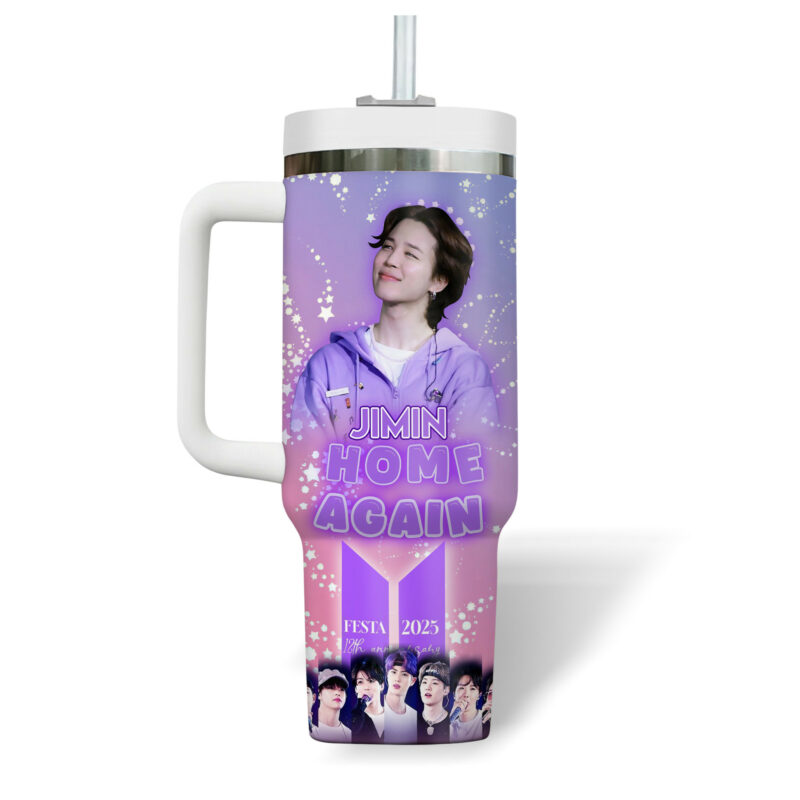 Jimin BTS Music Custom Stanley Quencher 40oz Stainless Steel Tumbler With Handle - Threewoofs - Image 3