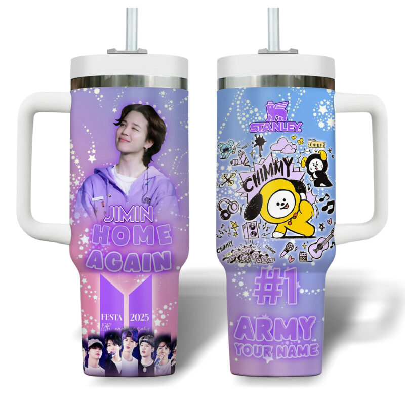 Jimin BTS Music Custom Stanley Quencher 40oz Stainless Steel Tumbler With Handle - Threewoofs - Image 2