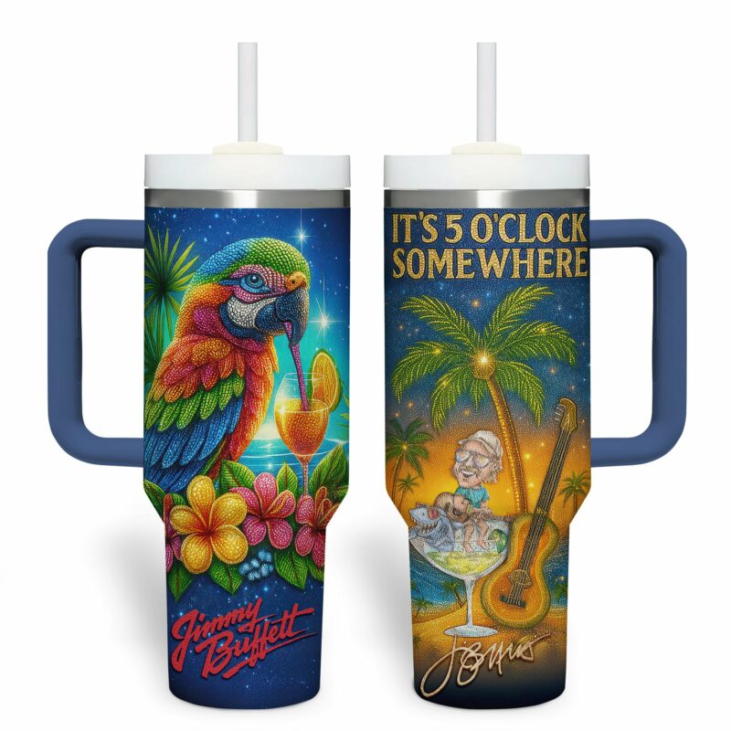 Jimmy Buffett Music Custom Stanley Quencher 40oz Stainless Steel Tumbler With Handle - Threewoofs - Image 2
