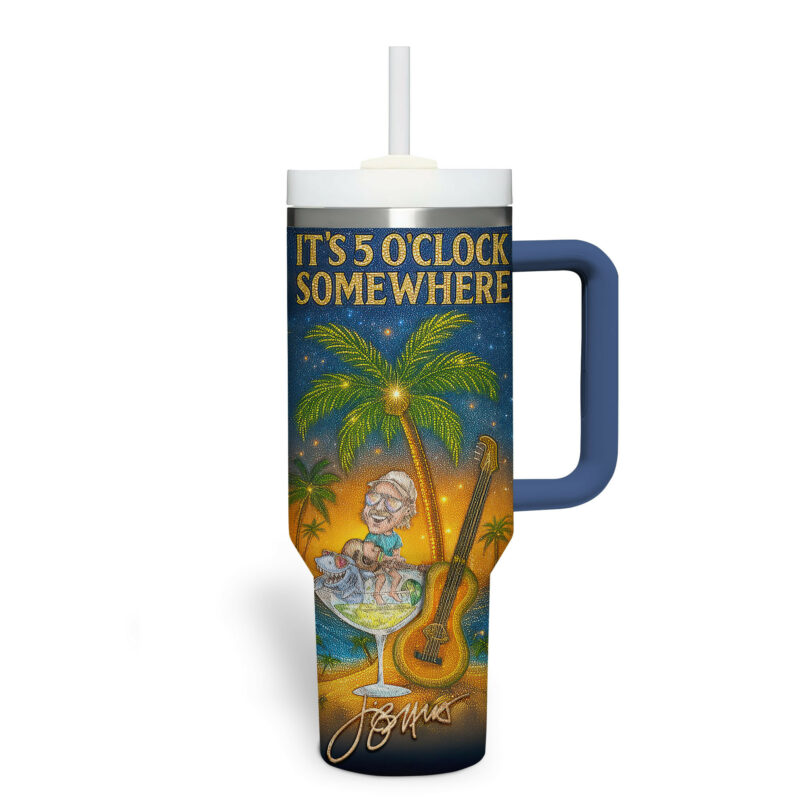 Jimmy Buffett Music Custom Stanley Quencher 40oz Stainless Steel Tumbler With Handle - Threewoofs - Image 3