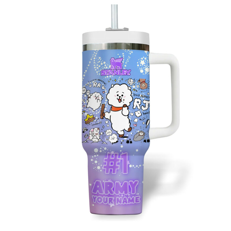 Jin BTS Music Custom Stanley Quencher 40oz Stainless Steel Tumbler With Handle - Threewoofs - Image 2