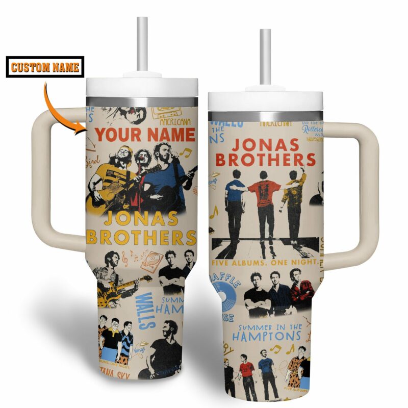Jonas Brothers Music Custom Stanley Quencher 40oz Stainless Steel Tumbler With Handle - Threewoofs