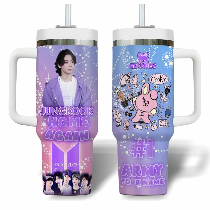 Jungkook BTS Music Custom Stanley Quencher 40oz Stainless Steel Tumbler With Handle - Threewoofs - Image 2
