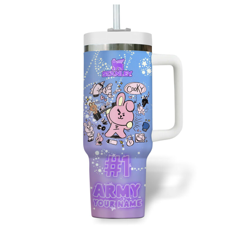 Jungkook BTS Music Custom Stanley Quencher 40oz Stainless Steel Tumbler With Handle - Threewoofs - Image 4