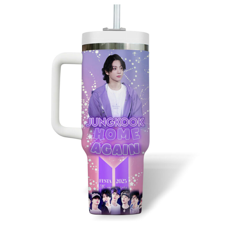 Jungkook BTS Music Custom Stanley Quencher 40oz Stainless Steel Tumbler With Handle - Threewoofs - Image 3