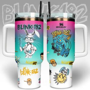 Blink-182 Band Music Custom Stanley Quencher 40oz Stainless Steel Tumbler With Handle - Threewoofs