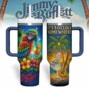Jimmy Buffett Music Custom Stanley Quencher 40oz Stainless Steel Tumbler With Handle - Threewoofs