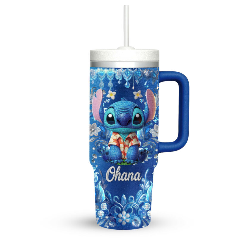 Lilo And Stitch Cartoon Custom Stanley Quencher 40oz Stainless Steel Tumbler With Handle - Threewoofs - Image 2