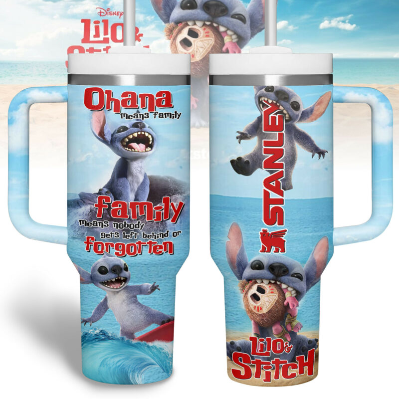 Lilo And Stitch Cartoon Custom Stanley Quencher 40oz Stainless Steel Tumbler With Handle - Threewoofs - Image 6