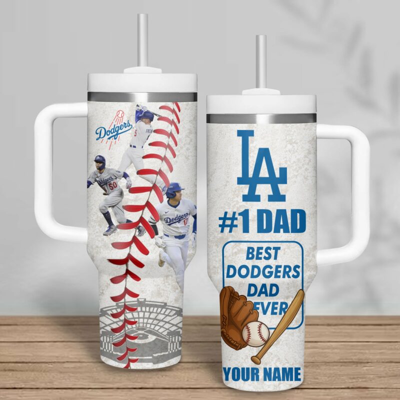 Los Angeles Dodgers MLB Custom Stanley Quencher 40oz Stainless Steel Tumbler With Handle - Threewoofs - Image 3