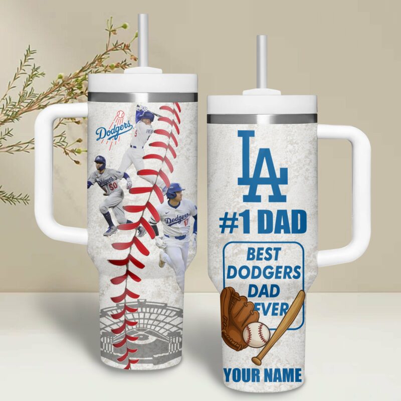 Los Angeles Dodgers MLB Custom Stanley Quencher 40oz Stainless Steel Tumbler With Handle - Threewoofs - Image 2