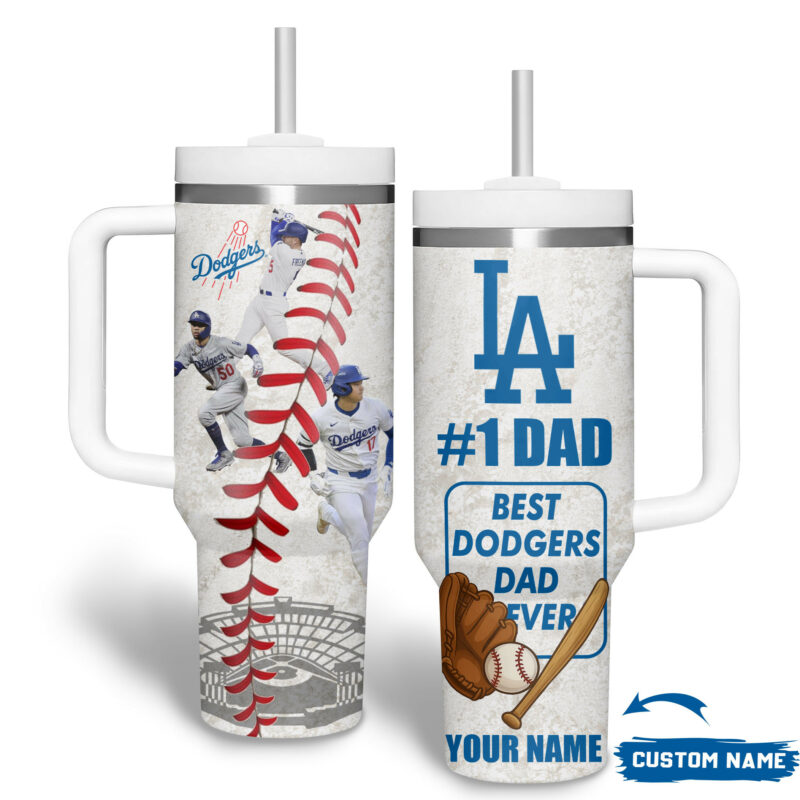 Los Angeles Dodgers MLB Custom Stanley Quencher 40oz Stainless Steel Tumbler With Handle - Threewoofs - Image 4