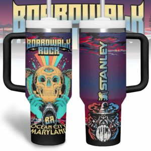 Boardwalk Rock Music Custom Stanley Quencher 40oz Stainless Steel Tumbler With Handle - Threewoofs
