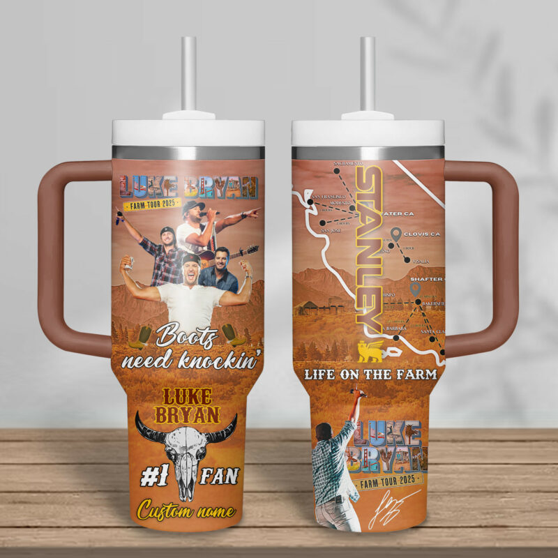 Luke Bryan Music Custom Stanley Quencher 40oz Stainless Steel Tumbler With Handle - Threewoofs - Image 2