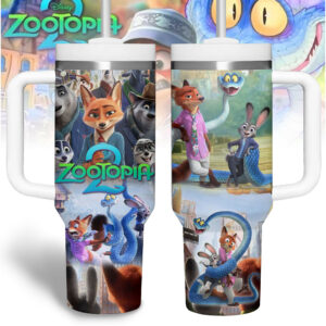 Zootopia Cartoon Custom Stanley Quencher 40oz Stainless Steel Tumbler With Handle - Threewoofs