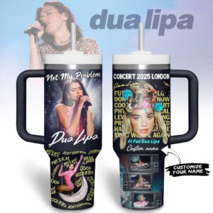 Dua Lipa Music Custom Stanley Quencher 40oz Stainless Steel Tumbler With Handle - Threewoofs