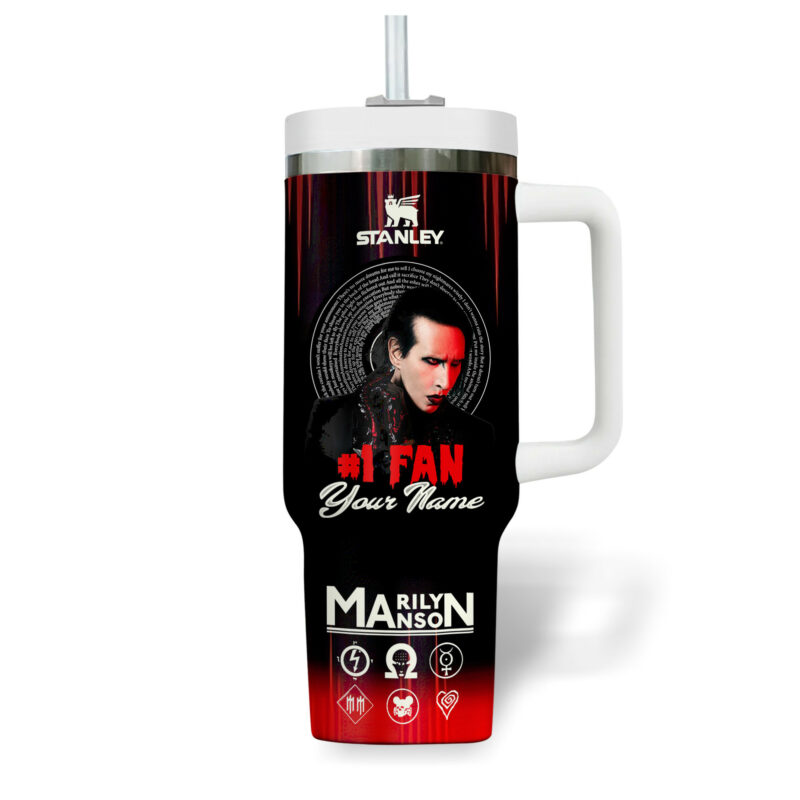 Marilyn Manson Music Custom Stanley Quencher 40oz Stainless Steel Tumbler With Handle - Threewoofs - Image 4
