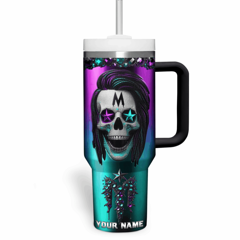 Marilyn Manson Music Custom Stanley Quencher 40oz Stainless Steel Tumbler With Handle - Threewoofs - Image 3