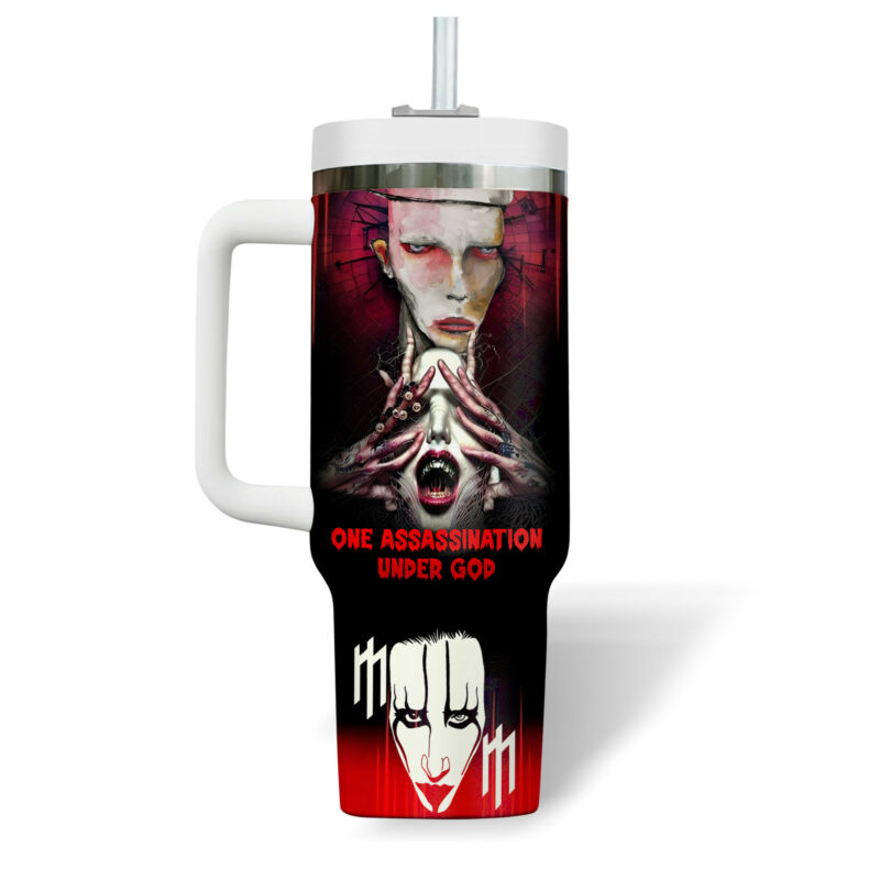 Marilyn Manson Music Custom Stanley Quencher 40oz Stainless Steel Tumbler With Handle - Threewoofs - Image 3