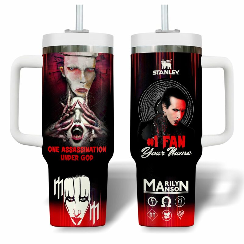 Marilyn Manson Music Custom Stanley Quencher 40oz Stainless Steel Tumbler With Handle - Threewoofs - Image 2