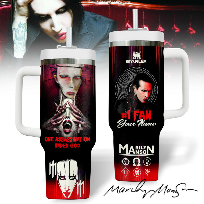 Marilyn Manson Music Custom Stanley Quencher 40oz Stainless Steel Tumbler With Handle - Threewoofs