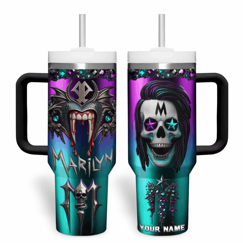 Marilyn Manson Music Custom Stanley Quencher 40oz Stainless Steel Tumbler With Handle - Threewoofs - Image 2
