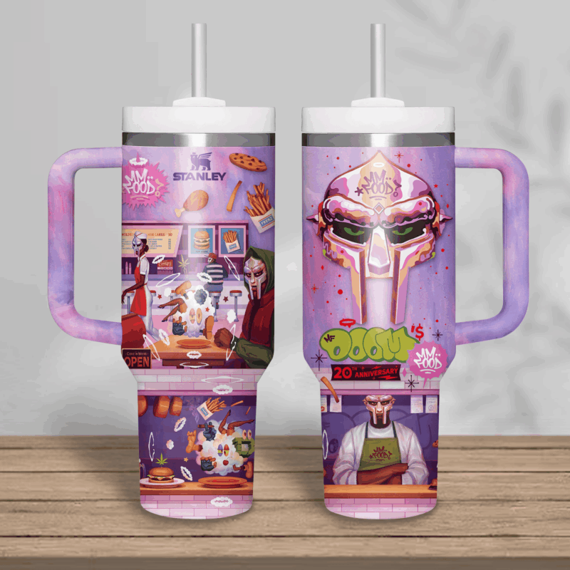 MF DOOM Music Custom Stanley Quencher 40oz Stainless Steel Tumbler With Handle - Threewoofs - Image 2