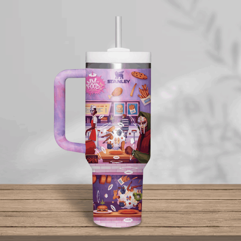 MF DOOM Music Custom Stanley Quencher 40oz Stainless Steel Tumbler With Handle - Threewoofs - Image 3