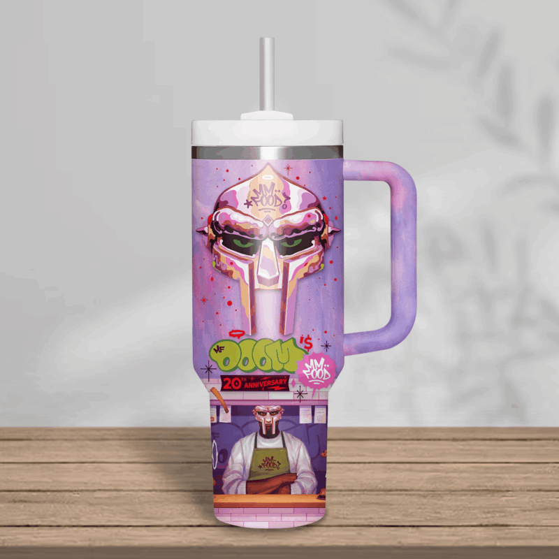 MF DOOM Music Custom Stanley Quencher 40oz Stainless Steel Tumbler With Handle - Threewoofs - Image 4