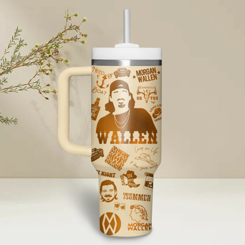 Morgan Wallen Music Custom Stanley Quencher 40oz Stainless Steel Tumbler With Handle - Threewoofs - Image 3