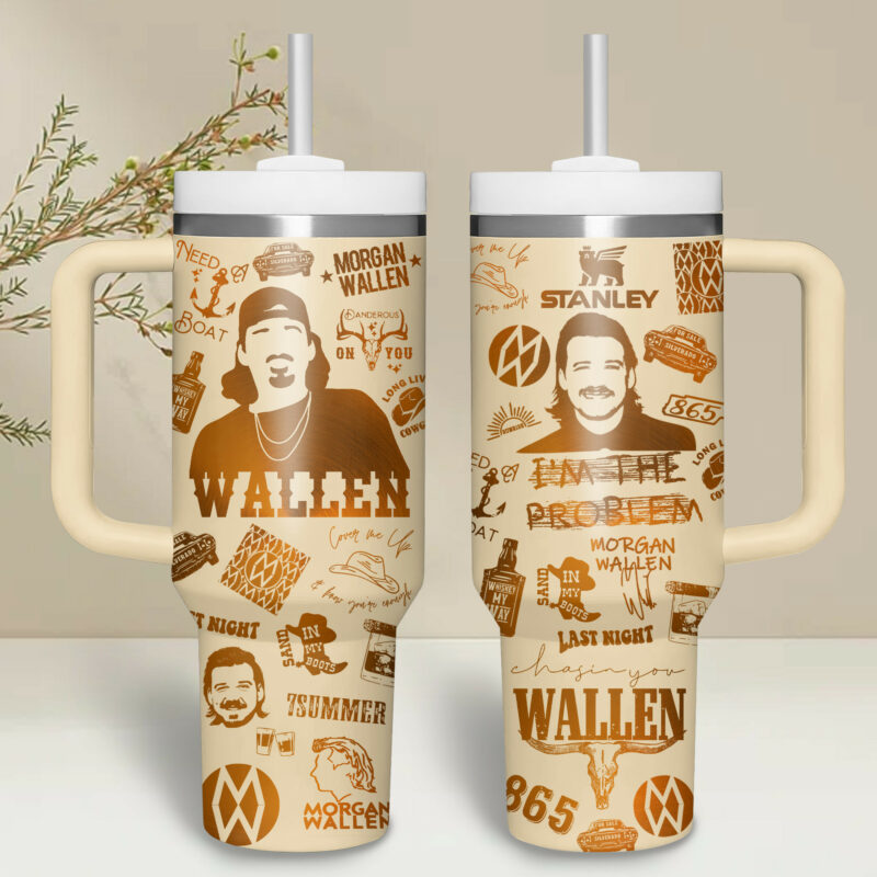 Morgan Wallen Music Custom Stanley Quencher 40oz Stainless Steel Tumbler With Handle - Threewoofs - Image 4