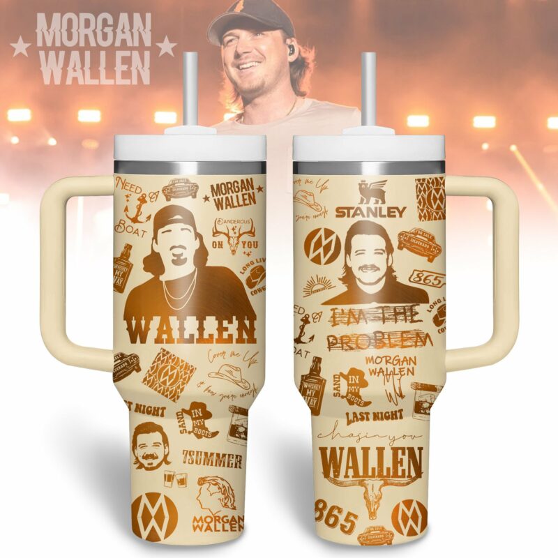 Morgan Wallen Music Custom Stanley Quencher 40oz Stainless Steel Tumbler With Handle - Threewoofs